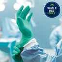 HALYARD Surgical Gloves Latex Micro Sterile Individually Wrapped Pairs Powder Free Medical Disposable Gloves, 7.5 mil, Size 6.5 Small, Teal, SGL60065 (Box of 50 Pairs - 100 Total)