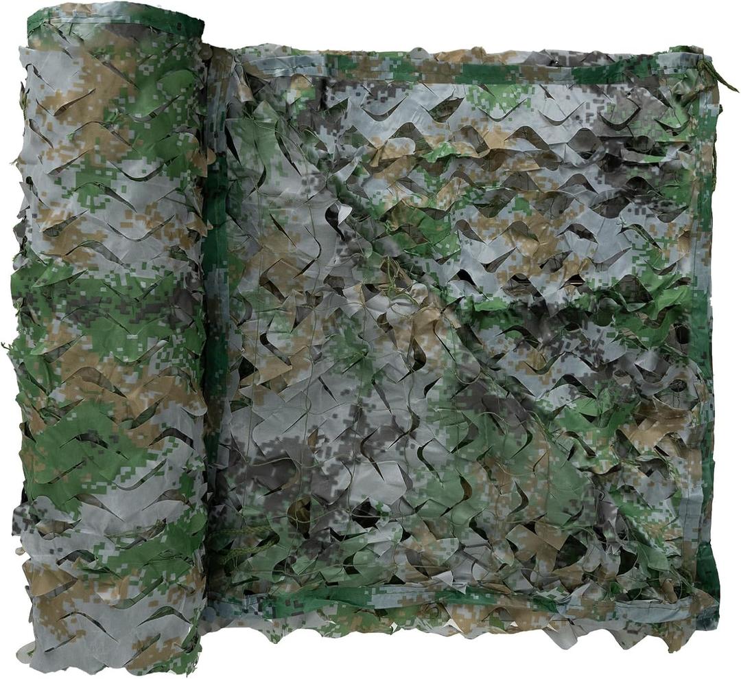 LOOGU Woodland Digital Camo Netting 10x13 FT, 150D Camouflage Net for Sunshade, Camping, Military, Hunting Blind, Party Decorations
