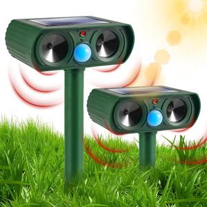 2Pack 2026 Ultrasonic Animal Repellent Outdoor Deer Repellent Devices Solar Animal Repeller Motion Activated Deterrent to Scare Cat Squirrel Rabbit Raccoon Skunk with LED Flash Lights for Yard Lawn