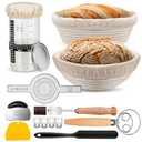Sourdough Starter Kit with 2 Proofing Baskets, 36oz Sourdough Starter Jar, Bread Lame, Dough Scraper, Dough Whisk & Silicone Bread Sling