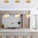 ykolupty Pendant Lights Kitchen Island Gold Globe Pendant Light Fixture,Mid Century Chandelier 1-Light Hanging Fixture for Kitchen Island,Adjustable Length Indoor Lighting for Dinning Room Bedroom