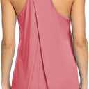 Bestisun Workout Yoga Athletic Shirts Racerback Long Tank Tops Loose fit for Women (Pink, L)