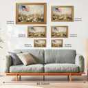 Framed Patriotic Flower American Flag Wall Art Canvas Print Vintage Floral Landscape Painting 4th of July Americana Decor USA Independence Day Artwork Picture for Living Room Office 12x16inch Gold