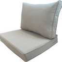 Outdoor Seat/Back Deep Chair Cushion Set for Patio Furniture - Lounge Chair Cushions with Zipper - Water-Resistant Patio Chair Cushions 24x24 (Khaki)