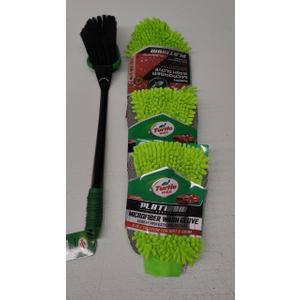 Turtle Wax Car Wash Set Of 4, Long Handle Brush, Microfiber Wash Glove