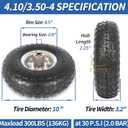 GICOOL 4.10/3.50-4" Tire and Wheel, 10" Pneumatic Tire, 4 Pack, with 2 1/4" Offset Hub, 5/8" Axle Bore Hole, Sealed Bearings for Hand Truck Trolley Dolly Garden Wagon Cart Wheel Replacement