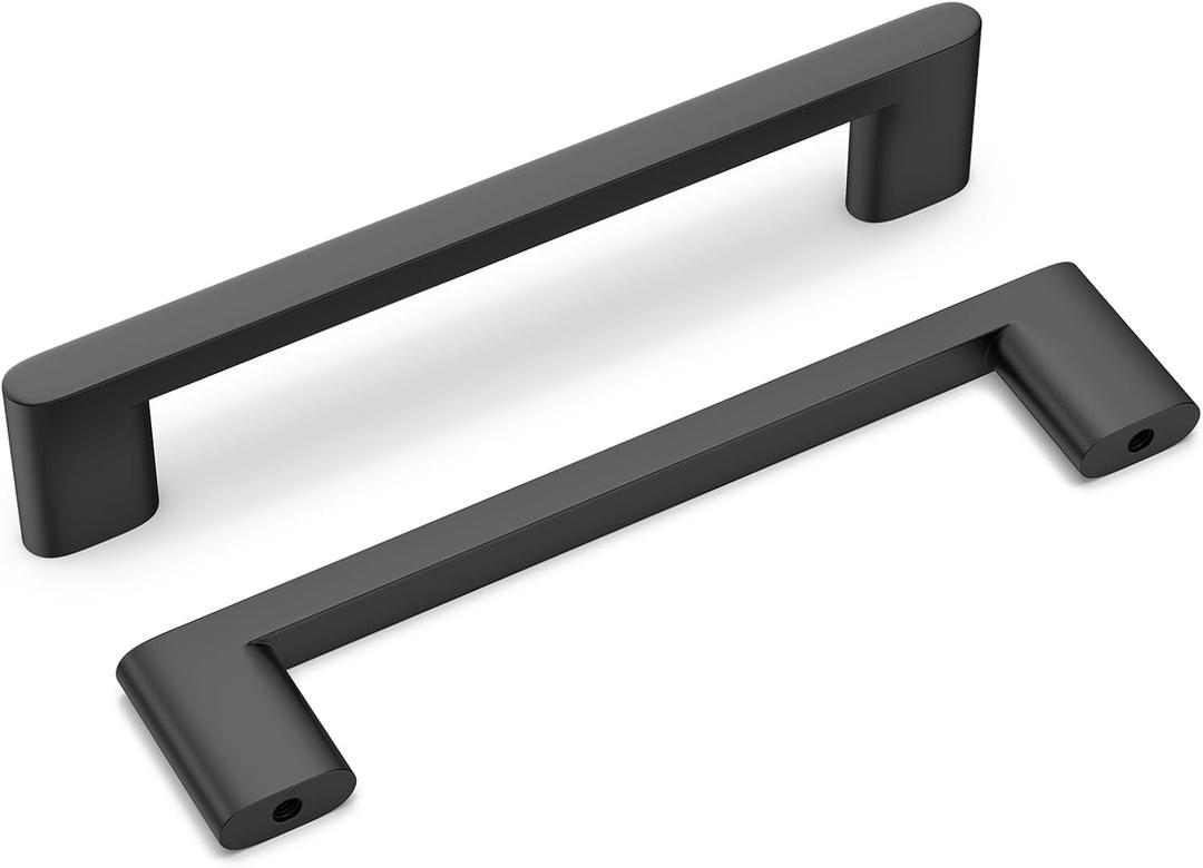 homdiy 25 Pack Matte Black Cabinet Pulls 6-1/4 inch Hole Center Kitchen Drawer Handles for Dresser Cupboard Living Room