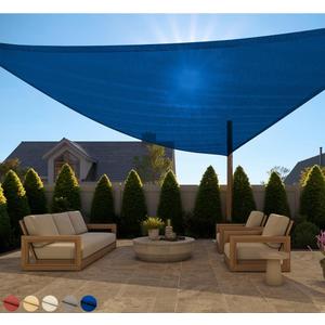 GORILLA GRIP Heavy Duty Sun Shade, UV Protection Fade Tear and Rust Resistant Triangle Sunshade Canopy, Curved Edges Blocks Sunlight, Breathable Sail, Outdoor Patio, Lawn Garden, 16x16x16, Blue