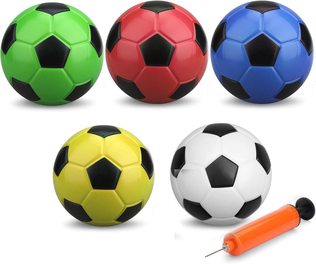 5 PCS 6 Inch Mini Soccer Ball Set with Pump, PVC Soft Toddler Soccer, Indoor Outdoor Sports Toys for Kids, Pool Beach Lawn Games, Classic Black White Training Balls, Birthday Gift for Boys Girls