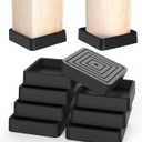 Furniture Coasters, Furniture Caster Cups - Non Slip Furniture Pads Hardwoods Floors - Non Skid Furniture Grippers,Square Silicone Furniture Feet Caps, (Black, 8Pcs 3")