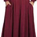 Eytino Plus Size Dresses for Curvy Women Square Neck Long Sleeve Pocketed Knitted Sweater Dress, 2X Burgundy
