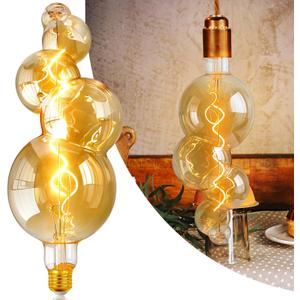 40 Watt Decorative Vintage LED Light Bulbs, Special Huge Bubble 4W LED Filament Edison Bulb,2700K Oversized Golden Warm Lights,Dimmable E26 Lamp Base,1-Pack