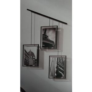 Umbra Exhibit Wall Frame with Metal Rod for Hanging-Rimless Design-Suitable for Living Room, Bathroom, Bedroom, Entryway and More, Black 8" x 10"
