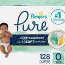 Pampers Pure Protection Diapers Newborn - Size 0, 128 Count, Hypoallergenic Unscented Disposable Baby Diapers