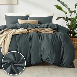 Dreamhood Duvet Cover King Size 104x90 and 2 Pillow Cases Soft Comfy Duvet Cover Set 3 Pieces with Button Closure Breathable Durable Bedding for All Seasons Anthracite