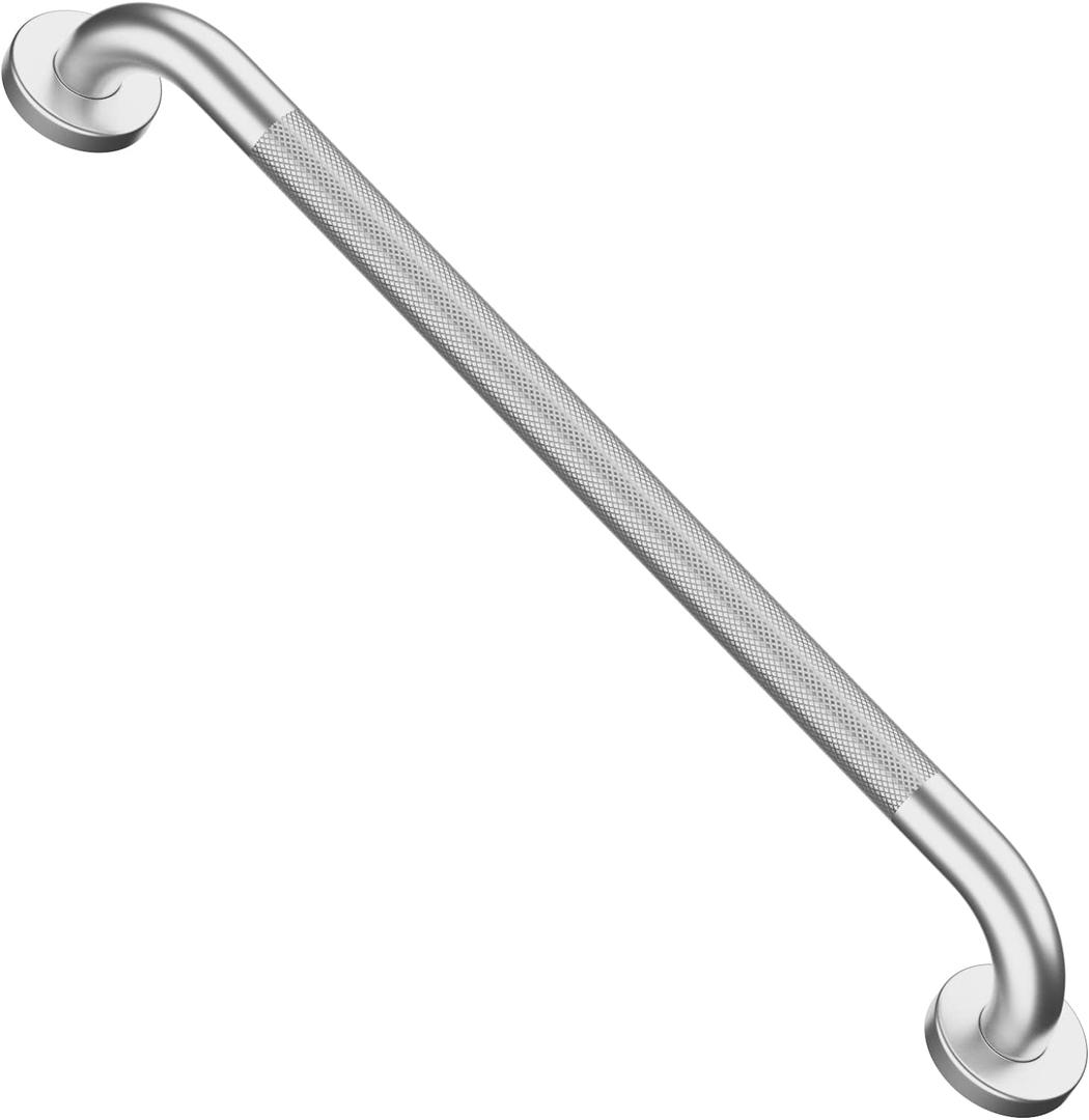 Satin Brushed Nickel Shower Grab Bars 24 Inch w/Anti-Slip knurled Grip, iMomwee Stainless Steel Wall Mount Bathroom Safety Balance Handrail, Handicap Elderly Senior Assist Textured Grab Bar Handle