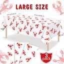 3 Pack Crawfish Boil Party Tablecloth 108x54 Inch, Plastic Disposable Rectangle Lobster Table Cloth for Seafood Boil Party Supplies Crawfish Party Birthday Decoration(White)