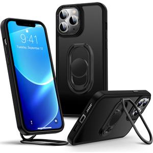 Shields Up for iPhone 11 Pro Max Case with Stand, Phone Case with Double Ring Holder [Adjustable & Foldable] Protective Translucent Matte Cover for iPhone 11 Pro Max 6.5 inch - Frosted Black