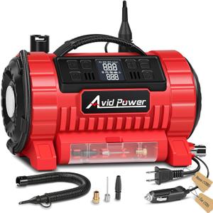 AVID POWER Tire Inflator Portable Air Compressor, 12V DC/110V AC Car Tire Pump with Inflation and Deflation, 5 Preset Modes, Digital LCD Pressure Gauge for Car Tires, Air Mattress and Small Inflatable