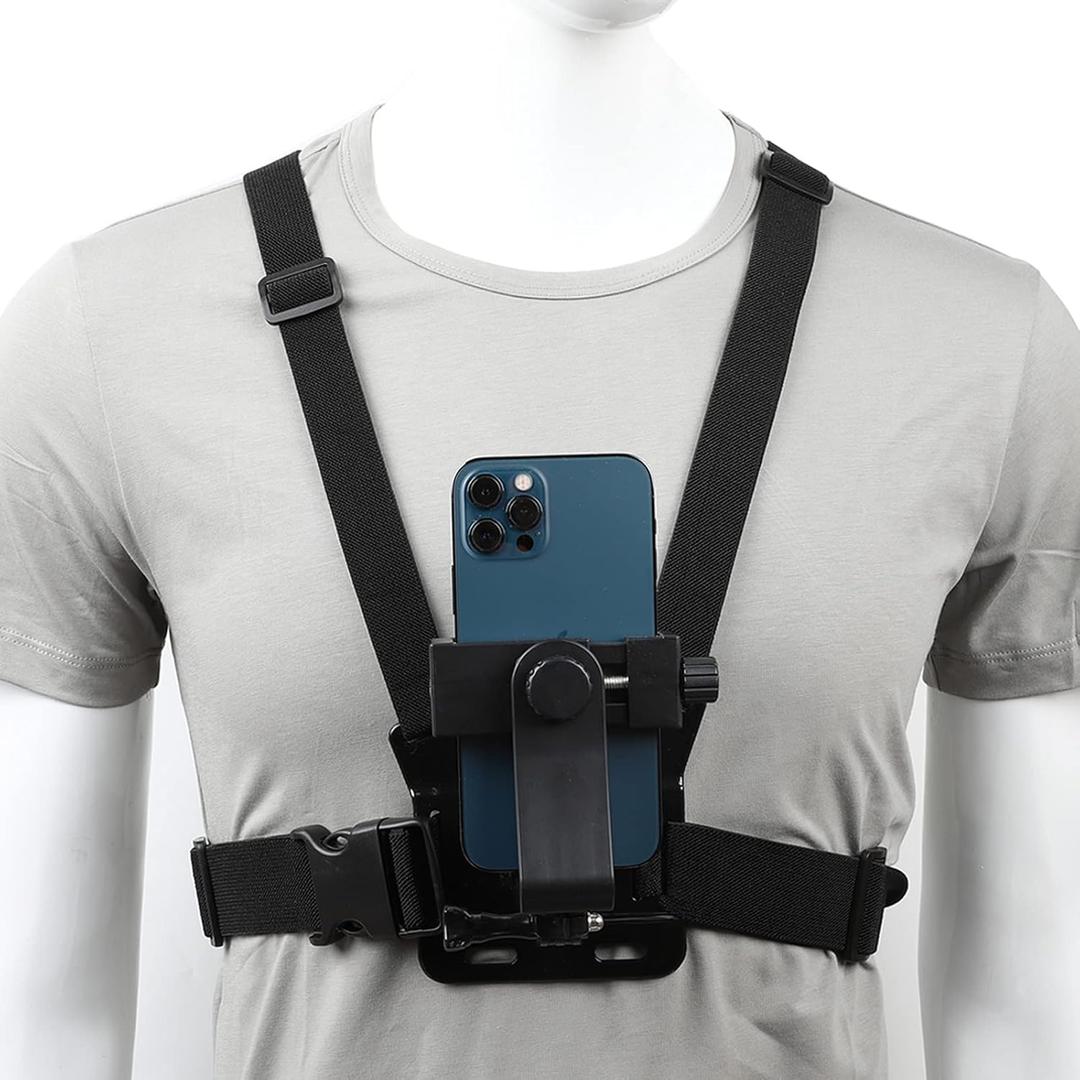 Mobile Phone Chest Strap Mount,Harness Strap Holder Universal Cell Phone Clip for Action Camera POV Compatible with Gopro Akaso Samsung iPhone etc