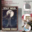 LIUAXICIA Tin Sign Bar Hippie Stay Wild Flower Child for Living Room Bedroom and Office Home Kitchen 8x12inch