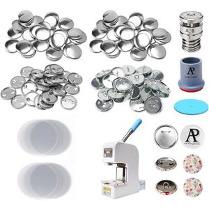 25mm Badge & Button Maker Kit - Metal Mold Set with 35mm Circle Cutter, 25pcs Badge + 25pcs Sewing Button, No Press Included, Must Be Used with a Press