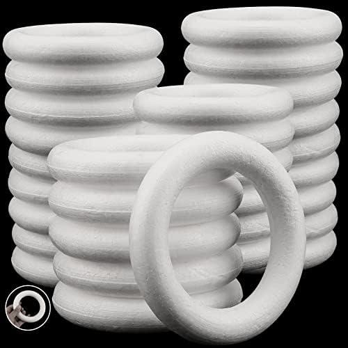 MAHIONG 29 Pack 4.7 Inch Craft Foam Wreath, White Polystyrene Foam Circles Ring, Round Foam Wreath Form for Crafts DIY Arts Floral Projects Home Wedding Decor