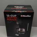 Mueller 12-Cup Drip Coffee Maker - Borosilicate Carafe, Auto-Off, Reusable Filter, Anti-Drip, Keep-Warm Function, Clear Water Level Window Coffee Machine, Kitchen Essentials & Accessories (Black)