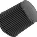 K&N Dryflow Lifetime Universal Clamp-On Air Filter: Dry Synthetic, Washable, Oil-Free: Flange Diameter: 4.5 In, Filter Height: 8 In, Flange Length: 1.5 In, Shape: Round Tapered, RU-5283HBK