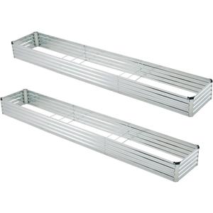 Foxlang 12x2x1ft(2 Pack) Galvanized Raised Garden Bed,Outdoor Planter Box Metal Patio Kit Planting Bed for Vegetables Flowers Herb,Silver
