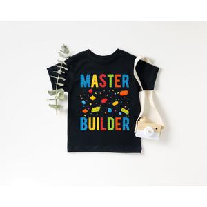 Master Builder Tshirt, Kids Building Blocks Shirt, Toddler Boy T Shirt, Builder Ornament Shirts, Building Brick Shirts, Block Birthday Shirt, XS