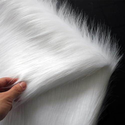 White Long Pile Faux Fur Faux Plush Muffler Scarf Dolls Jewelleries Displaying Backdrop Product Photo Backdrop, Great for Nail Art, Cushion Fluffy (White 0.5M)