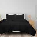 ROYALE LINENS Black Duvet Cover Queen Size - 3 Piece Bedding Comforter Covers - Zipper Closure - 1 Queen Duvet Cover 90x90 inches and 2 Pillow Shams - No Comforter Included