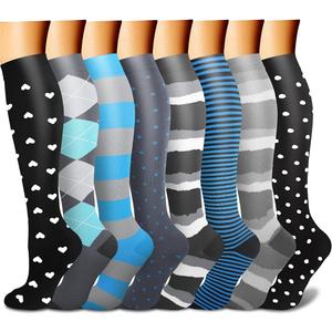 CHARMKING Compression Socks for Women & Men Circulation (8 Pairs) 15-20 mmHg is Best Support for Athletic Running,Cycling (Large-X-Large, 25 Black/Black/Black/Blue/Blue)