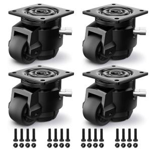 4 Pack Leveling Casters, Adjustable Heavy Duty Casters Set of 4, Swivel Plate Industrial Retractable Caster Wheels for Workbench,Machine, Equipment, Shelves (60F, 2200 Lbs Capacity, Black)
