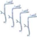 MorningRo 4 Pcs Heavy Duty Christmas Stocking Holders Cast Iron Hangers for Mantle Xmas Branch Stocking Holder with Protective Pad for Fireplace Home Shelf Can Hold Up 5 lbs (Retro White)