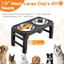 Elevated Dog Bowls for Large Dogs 5 Adjustable Heights 7.5"-15.4", 2 X-Large 10 Stainless Steel Bowls, Heavy Duty Raised Dog Bowl Stand Foldable Pet Feeder for Dogs Shoulder Height Over 15, Black