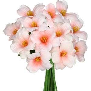 Florielle 12pcs 16" Fully Bloomed Tulip Artificial Flowers Bouquet Silk Fake Faux Flowers for Spring Summer Home Table Centerpieces Decor Party Wedding Mother's Day Easter Gifts Decorations (Peach Pink)