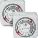 Intermatic TN111K 15-Amp Indoor Timer - Versatile 24-Hour Control - Easy Manual Override and Single 2-Prong Design (2 Pack)