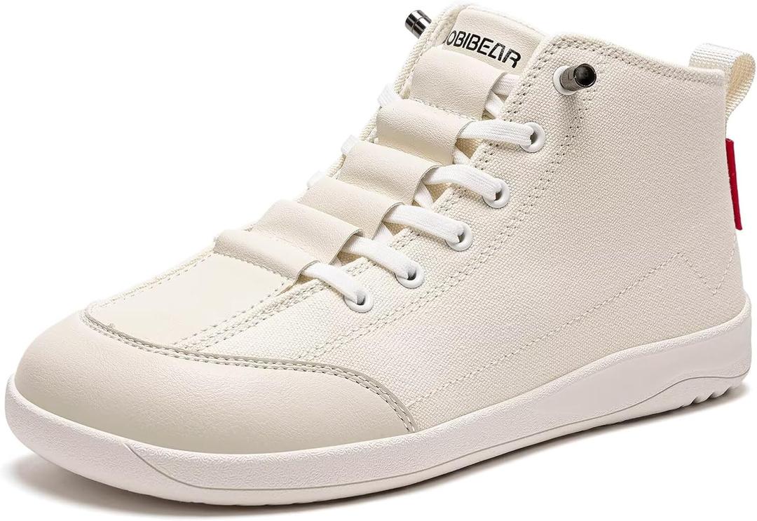 HOBIBEAR Canvas Barefoot Boots for Women Zero-Drop Wide Width Shoes Mid Top Breathable Walking Boots