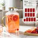 1 Gallon Thickened Glass Pitcher with Lid and Spout, Square Borosilicate Glass Carafe with Handle for Fridge, Extra Large Water Jug for Hot/Cold Drink, Iced Tea, Coffee, Juice, Beverage (Gold)