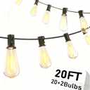 LED Patio String Lights 20Ft with 22 ST40 LED Edison Bulbs, Waterproof Outdoor Hanging Lights for Porch, Deck, Garden, Backyard, E17 Base, 2700K Dimmable, Vintage String Lights- Black Wire