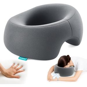Massage Headrest for Bed, Ergonomic Memory Foam Massage Pillow, Face Down Pillow for Massage & Sleep, Breathable Face Pillow for Spa, Napping & Skincare, Relieves Neck Pain & Wrinkles, Grey
