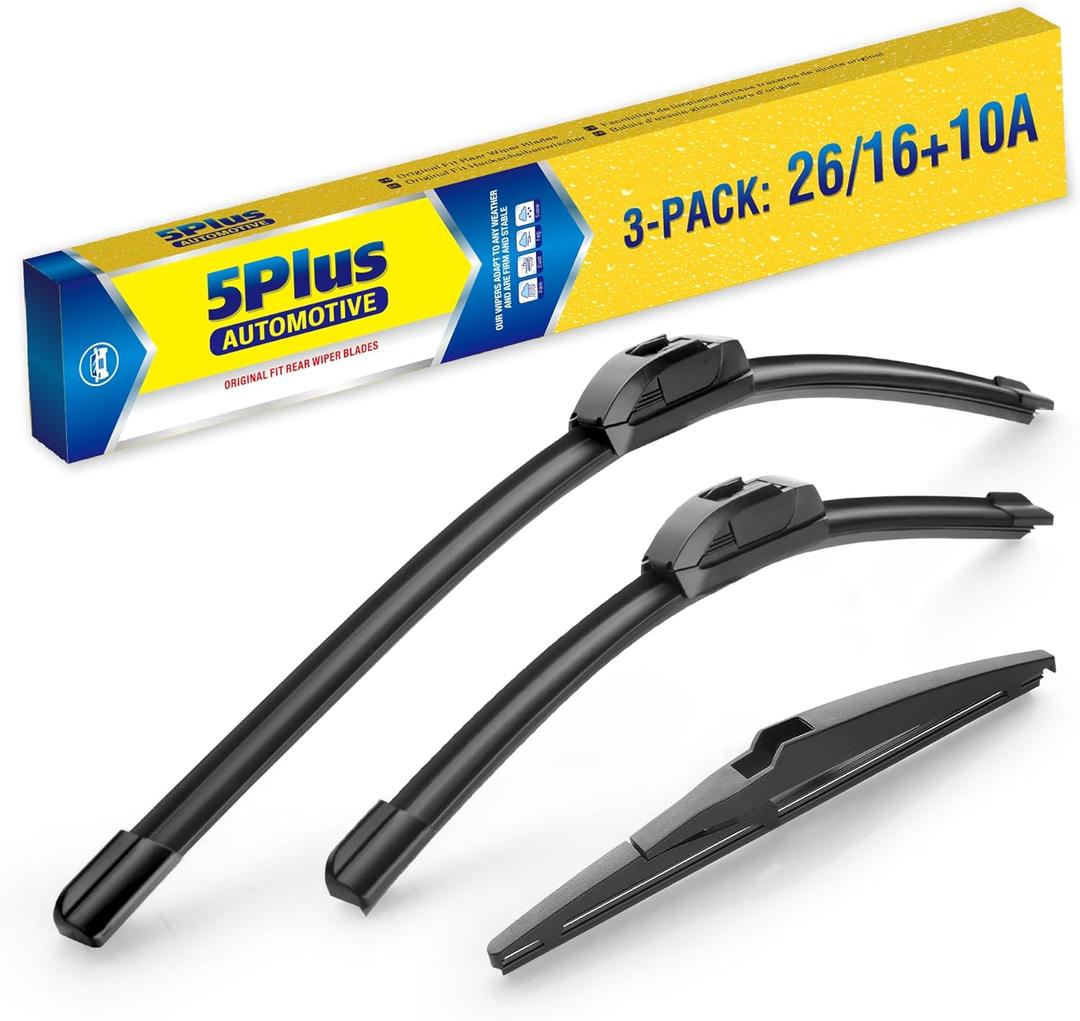 5 PLUS Wiper Blades Replacement For TOYOTA RAV4 2018 2017 2016 2015 2014 2013(Set of 3), 26"+ 16" Windshield Wiper Blades with 10 Inch Rear Wiper Blade, All-Season OEM Quality Windshield Wipers