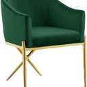 Meridian Furniture Xavier Collection Modern | Contemporary Velvet Upholstered Dining Chair with Sturdy Steel X Shaped Legs, 25.5" W x 24.5" D x 31.5" H, Green