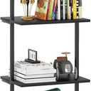 Ladder Shelf 4 Tiers Metal Industrial Bookshelf,Black Wooden Tall Open Storage Rack and Display Shelves,Wall Mount Wide Book Case for Home Office Bedroom,Small (1 PC 15.7IN)