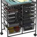 Simple Houseware Utility Cart with 12 Drawers Rolling Storage Art Craft Organizer, Black