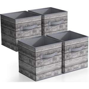 Sorbus Foldable Storage Bins - 11 Inch Sturdy Collapsible Fabric Storage Cubes with Handle - 4 Baskets for Organizing Clothes & Toys - Organization & Storage Baskets for Shelves, Pantry, Closet, Cubby