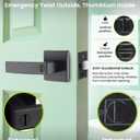Privacy Door Handle Keyless No Key with Lock Set, Heavy Duty Reversible Interior Door Lever for Bedroom Bathroom, Square Door Lock for Left Right Handed Doors (1 Pack, Matte Black)