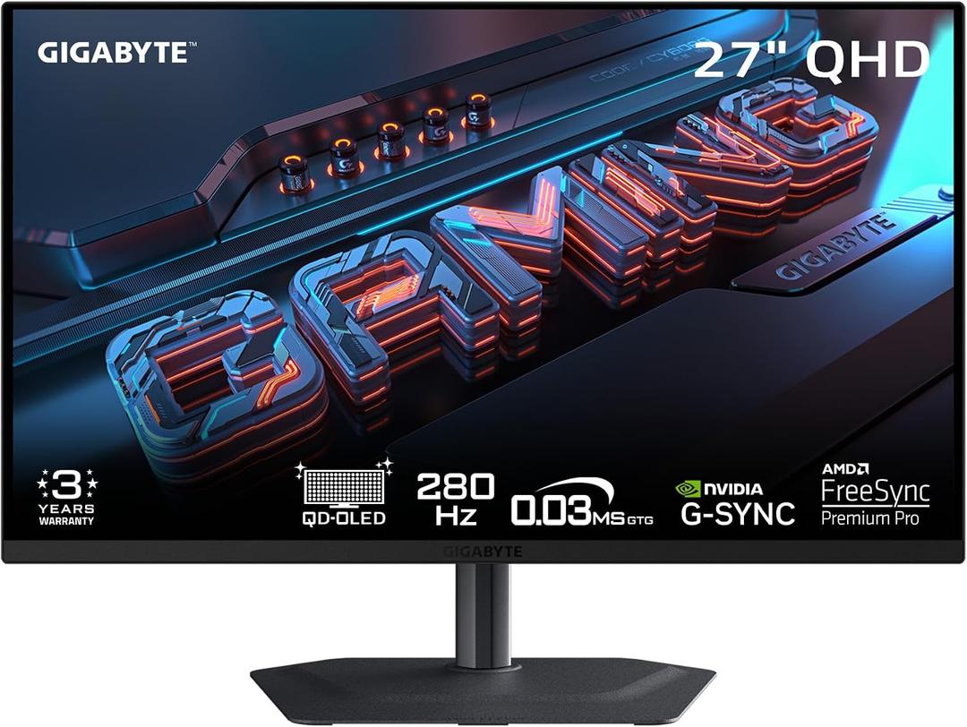 GIGABYTE MO27Q2A 27" QD-OLED QHD AMD Freesync Premium Pro Gaming Monitor
